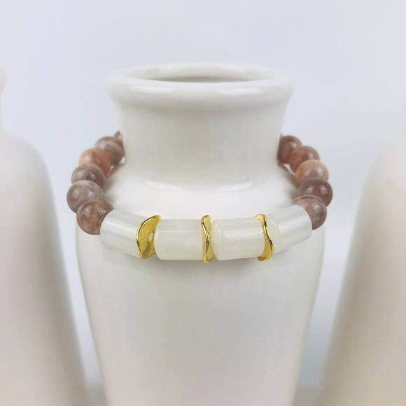 Ashley Jane Milan Jewelry - GEMSTONE | Womens Sunstone Pink Beaded Bracelet